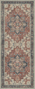 GENIMO 2'6''x8 Runner Rugs for Hallway, Machine Washable Non Slip Vintage Rugs, Low Pile Lightweight Soft Print Rug for enrtyway, Corridor, Home Office, Kitchen, Bordeaux