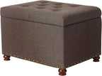 Decent Home 24'' Fabric Ottoman with Storage Rectangle Foot Rest Ottomans Stool for Living Room(Coffee)