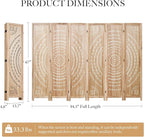 66.9Inch Folding Room Divider, 6 Panels Wood Carved Privacy Screens, Free Assembled Freestanding Partition for Home Office Restaurant Bedroom (Natural)