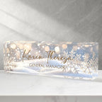 Custom Office Name Plate, Personalized Gifts for Women & Men, Appreciation Gifts for Employees, Office Desk Accessory (Shining Snowflake)