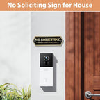 Brass No Soliciting Sign, No Soliciting Sign for House - Solid Brass Wall Plaque Handmade Traditional Home Decor, Elegant No Soliciting Do Not Knock or Ring Bell Sign for Office and Business (Brass No Soliciting Sign Yellow, 5 x 1.6 inches)