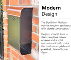 NACH Locking Mailbox, 16 x 4.5 x 10 inch, Black Mailbox with Lock, Waterproof Mailbox Wall Mount - The Dominion Lockable Mailbox