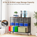 EasyPAG Rolling File Cart with 24 Slot Mail Organizer, Under Desk Storage with Hanging File Rack for Letter/Legal Folders, Mobile Filing Cabinet Printer Stand for Office Home Classroom, Black
