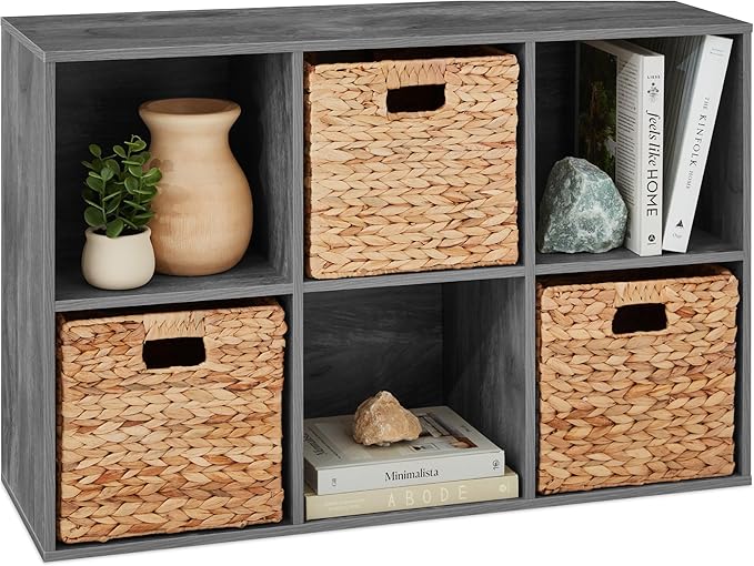 Best Choice Products 6-Cube Storage Organizer, 11in Shelf Opening, Bookcase, Display Shelf, Customizable w/ 3 Removable Back Panels – Dark Gray