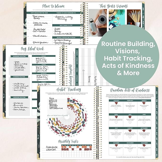 bloom daily planners HARDCOVER 2026 Planner (January to December) - 8.5” x 11” Weekly & Monthly Dated Agenda Organizer Book with Stickers & Tabs - Eucalyptus, Green