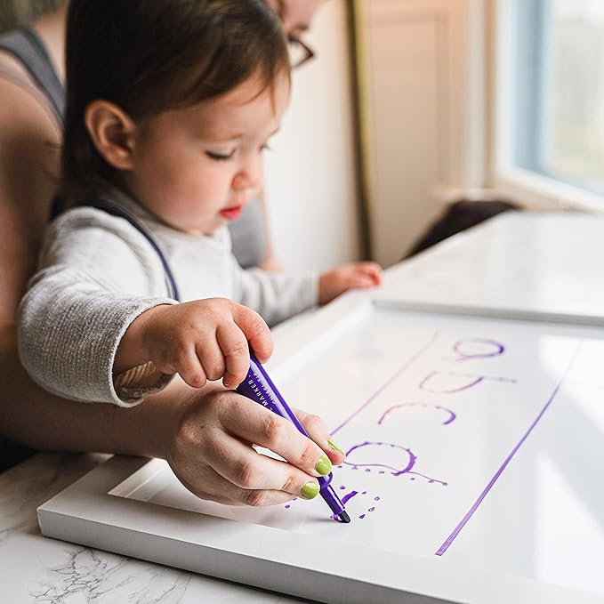 Loddie Doddie Magnetic Dry Erase White Board - 24 x 36 in White Frame - Built-in Tray & Dry Erase Board for Wall - Stain-Resistant Surface - Vertical & Horizontal Mounting on Magnetic Wall