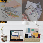 Boershun Rattan Mail Organizer - Countertop, Desk, Bills, Woven Basket, Magazine Holder, Mail Sorter, Hobo Organizer，Beige