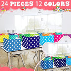 SATINIOR 24 Pcs Desk Dividers for Students, 12 Colors Testing Dividers Privacy Folders for Classroom Must Have Bulk, Study Panel for School Teacher Student Study Supplies(Dot)