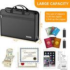 DocSafe Accordion File Organizer Bag with Lock, Fireproof Water Resistant Expanding File Folder with Multi Colorful Pockets,Document Organizer Safe Storage for Important Documents and More, Black