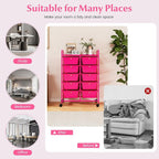 LDAILY 10 Drawer Rolling Cart, Storage Cart Organizer on Wheels, Drawer Cart with Metal Frame & Large Storage Capacity, Rolling Cart with Drawers for Living Room Classroom, Office