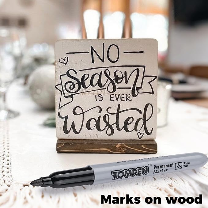 TOMPEN Black Permanent Markers Fine Tip 160 Pack Bulk,Waterproof Permanent Marker Pens with Quick Drying on Wood,Plastic,Paper,Metal,Mirror for Gift Office School Classroom Home