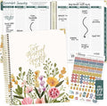 bloom daily planners 2026 Hardcover Calendar Year Goal & Vision Planner (January to December) - Monthly & Weekly Agenda Organizer - 7.5" x 9" - Beige Bouquet