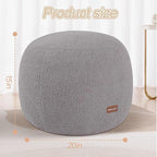 MeMoreCool Stuffed Round Pouf Ottoman Foot Rest, Floor Pouf Foot Stool with Soft Foam Chunk Filling, Small Round Ottoman Footstool Circle Footrest for Living Room, Light Grey
