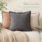 Foindtower Set of 2 Decorative Linen Fringe Lumbar Throw Pillow Covers Boho Farmhouse Cushion Cover with Tassels Soft Accent Pillowcase for Couch Sofa Bed Living Room Home Decor,12×20 Inch,Gray