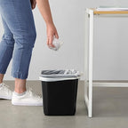 Amazon Basics Small Trash Can, Rectangular Commercial Office Wastebasket, 3 Gallon (Pack Of 2), Black
