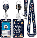 Giancomics Book Lover Lanyards for Id Badges, Readers ID Badge Holder with Retractable Reel, Funny Teacher Lanyard with Keychain Clip Name Tag Card Holder for Women Gift