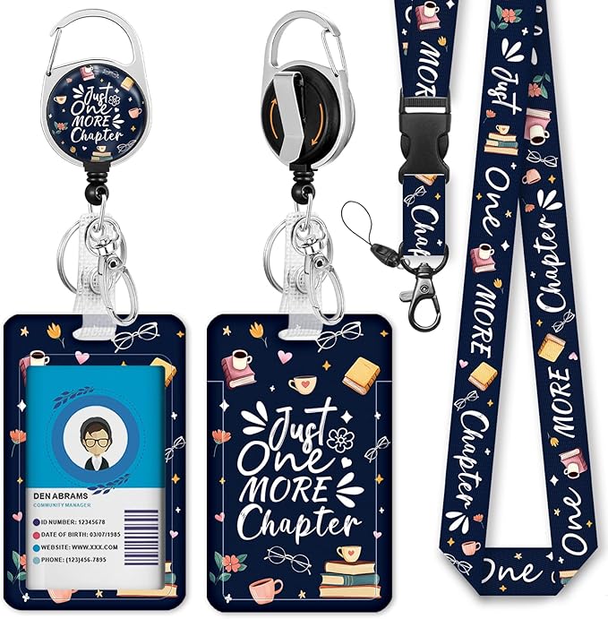 Giancomics Book Lover Lanyards for Id Badges, Readers ID Badge Holder with Retractable Reel, Funny Teacher Lanyard with Keychain Clip Name Tag Card Holder for Women Gift