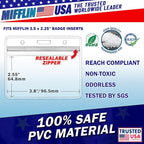 Mifflin-USA Horizontal ID Name Badge Holder (Clear, 3.5x2.25 Inches, 100 Pack), Waterproof and Resealable Plastic Card Holders