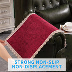 MINJIATEX Couch arm Covers,Non-Slip lace Sofa arm Covers Set of 2 Washable Sofa armrests Covers for Living Room Recliner Chair arm Cover Protectors for Leather Sofa armrest slipcover (GYDF-RED)