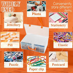 Photo Storage Box 5 x 7 Inches, 18 Inner Photo Cases with Dividers, Clear Acid-Free Photo Storage Containers with Handle, Photo Organizer Craft Keeper for Stickers, Craft, Stamp