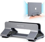 Psitek Aluminum Vertical Laptop Stand Dock Holder, Adjustable Slot Width 12-42mm, Space-Saving Upright Storage for MacBook and Laptops