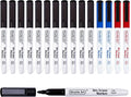 Shuttle Art Dry Erase Markers, 15 Pack 3 Colors Magnetic Whiteboard Markers with Erase, Fine Point Dry Erase Markers for Writing on Whiteboard Glass Mirror for School Home Office(11 Black 2Blue 2Red)