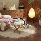 BAMBOOHOMIE Foldable Foot Stool Ottoman, Modern Foot Rest with Bamboo X Legs & Thick Foam Cushion, Folding Foot Stools Small Padded for Bedroom Living Room, Footstool for Chair Couch (Natural - Beige)