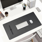 KINGFOM Desk Pad Office Desktop Protecter, PU Leather Desk Mat Blotters Organizer with Comfortable Writing Surface (47.2" x 23.6", Black)
