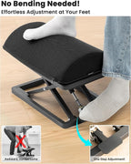 Wikabex Truly Infinite Height Adjustable Footrest｜No Bending Needed—Foot Step-to-Adjust｜2.7"-13.1" Height｜Washable｜Foot Rest Stool for Under Desk at Work, Office/Home/Gaming/Study Desk Essentials