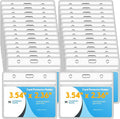 Marspark 300 Pieces Clear Plastic Horizontal Name Badge ID Card Holders with Waterproof Type Resealable Zip, 3.54 x 2.36 in, Transparent PVC Sleeve for Office Back to School Supplies