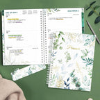 SUNEE 2026 Weekly and Monthly Planner - from January 2026 - December 2026, Daily Agenda Planner with Monthly Tab, Flexible Cover, Note Pages, Pockets, Bookmark, Spiral Binding, Greenery, 6.4" x 8.3"
