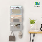 Docnest 6 Pack Hanging Wall File Holders, Mesh Wall Letter File Holder, Wall Mounted Mail Paper Document Folder Holder with Hooks for Office, Home, School, White