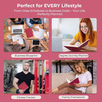 IN-luxpro Daily Planner 2026 with One Page Per Day,(A5-8.5" x 5.9"),12 Months Calendar Hourly Appointment Book Monthly Tabs & Self-adhesive Pen Holder,Inner Pocket, Vegan Leather Hardback,Rose Red