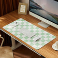 Ohocut Checkered Desk Mat, Large Cute Aesthetic Retro PU Leather Computer Laptop Desk Mat, Non-Slip Waterproof Mouse Keyboard Pad, Desk Writing Mat for Work/Home (Green, 23.6" x 13.7")