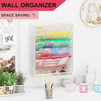 GDINDINFAN Hanging Wall File Organizer 6 Tier Wall Mounted File Holder Document Wall Organizer Magazine Organization for Office Home, Silver