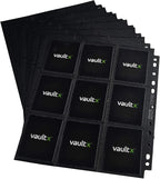 Vault X 9 Pocket Sideloading Pages for 3 Ring Binder, Double-Sided A4 Sideloaders, Storage for Collectible Card Games, Sports, TCG (Black, 50 Pack)
