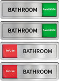 2 Pack Bathroom Door Signs, Restroom Signs for Business, Vacant Occupied Bathroom Sign, In Use/Available Slider Sign for Home Office Or Public Restroom Door, Brushed Silver 8" x 2.6"