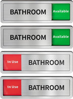 2 Pack Bathroom Door Signs, Restroom Signs for Business, Vacant Occupied Bathroom Sign, In Use/Available Slider Sign for Home Office Or Public Restroom Door, Brushed Silver 8" x 2.6"