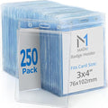 Mata1-USA Plastic Extra-Thick Vertical ID Card Holder (Clear, 3x4 Inch, 250 Pack), Large Size No Zipper Name Badge