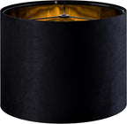 GO&SO Black Velvet Lamp Shades - 13" Top x 13" Bottom x 10" High(Spider) Medium Drum Lampshades - Traditional Fabric Lamp Shade for Table Lamps - Replacement Lampshade - Assembly Required