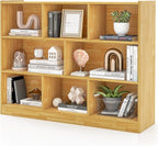 Giantex 8 Cube Bookcase, Freestanding 3-Tier Open Bookshelf, Modern Storage Display Cabinet, Wood Cube Storage Organizer for Living Room, Kid’s Room, Burlywood