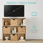 Best Choice Products 9-Cube Storage Organizer, 13.5in Shelf Opening, Bookcase, Display Shelf, Customizable w/ 3 Removable Back Panels – Light Oak