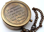 Be Strong and Courageous, Do Not Be Afraid Brass Engraved Compass with Stamped Wooden Case – Inspirational Birthday, Confirmation, and Baptism Gifts