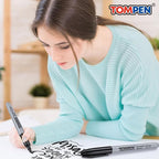 TOMPEN Black Permanent Markers Fine Tip 160 Pack Bulk,Waterproof Permanent Marker Pens with Quick Drying on Wood,Plastic,Paper,Metal,Mirror for Gift Office School Classroom Home