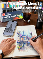 AEDAGA 80 Colors Dual Tip Brush Pens, Fine Felt Tip and Brush Tips Colored Pens for Adults, Coloring Markers for Coloring Book Bullet Journaling Note Taking Hand Lettering