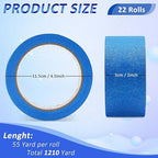 Oleitodh 22 Rolls Blue Painters Tape Bulk 2 inch x 55 Yards, Painters Masking Tape No Residue Wall Painting Tape Artist Tape Trim Edge Finishing Tape for Wall Painting Decoration DIY Supplies