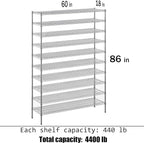 Regal Altair 18" Deep x 60" Wide x 86" Height Wire Shelving Kit | 10-Tier | NSF Commercial Storage Rack Unit