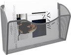 EasyPAG Single Pocket Wall File Organizer, Mesh Hanging File Folder Organizer for Letter/A4 Size Folders, Wall Mounted Vertical Mail Holder for Paperwork, Office, Home, School, Silver