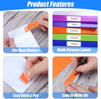 120 Pieces Clear Binder Label Holders Self Adhesive Label Holder Clear Adhesive Pockets for Business Card Storage Bins Toy Bins Scrapbooks Binders Notebooks Boxes Blank Spine Inserts