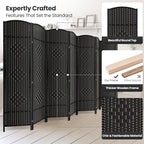 8 Panel Room Divider,6Ft Folding Privacy Screen,Tall - Extra Wide Foldable Panel Partition Wall Divider with Diamond Double-Weaved Hand-Woven Design Room Screen Divider